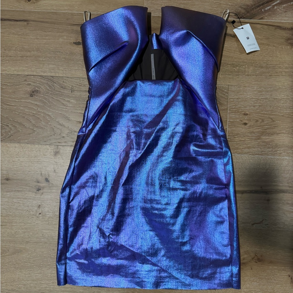 Rick owens metallic finish cut out mini dress. Size 44